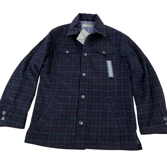 Utex Men's Button-Up Shirt Jacket Medium Wool Blend Quilt Lined Black Red Plaid - Picture 1 of 6